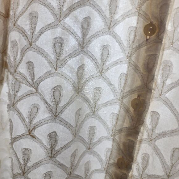 Anthropologie Pilcro Blouse Puff Sleeve Prairie Cottagecore Cream Cotton Top M - Picture 9 of 16